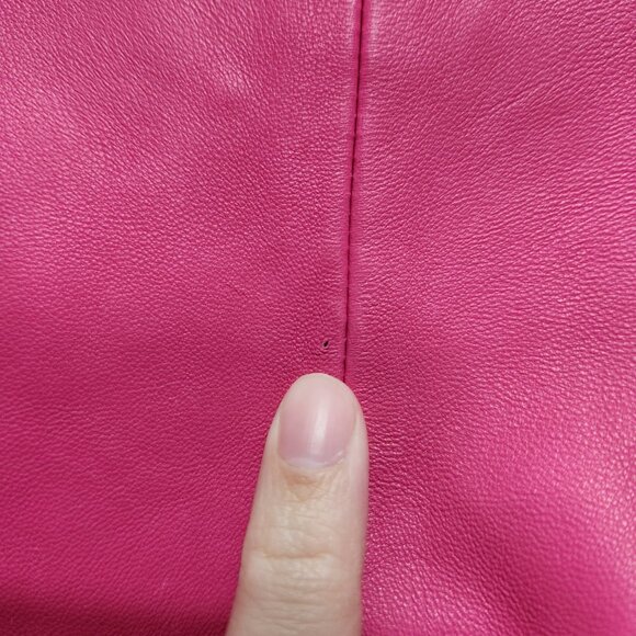 LaMarque Rumi Cropped Leather Jacket Hot Pink Lamb Barbie Feminine Maximalist M - Picture 12 of 13
